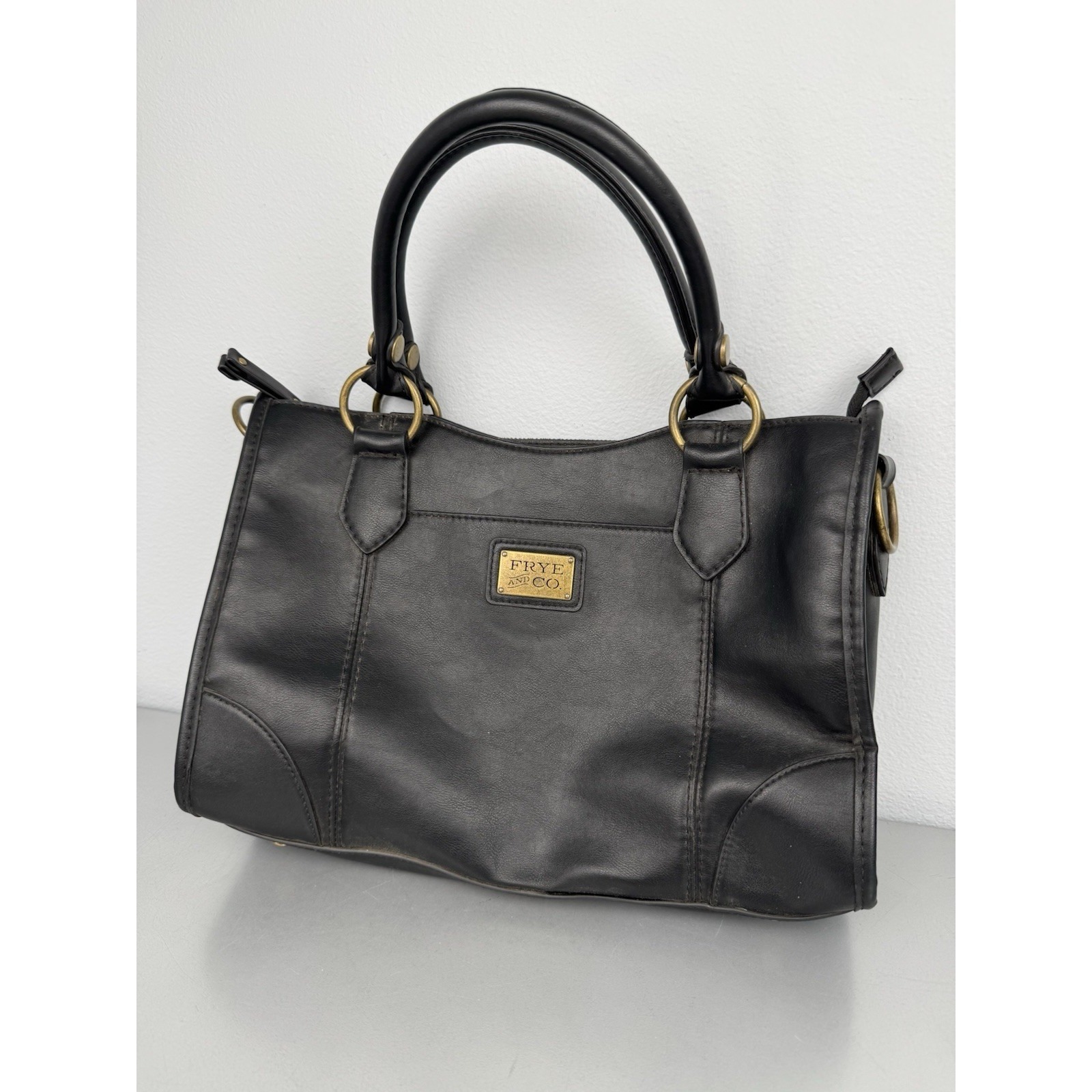 Frye Black Leather Purse Handbag Satchel Womens Bag Equestrian Western Travel